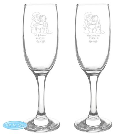 Personalised Me to You Bear Engraved Wedding Couple Flutes £26.99